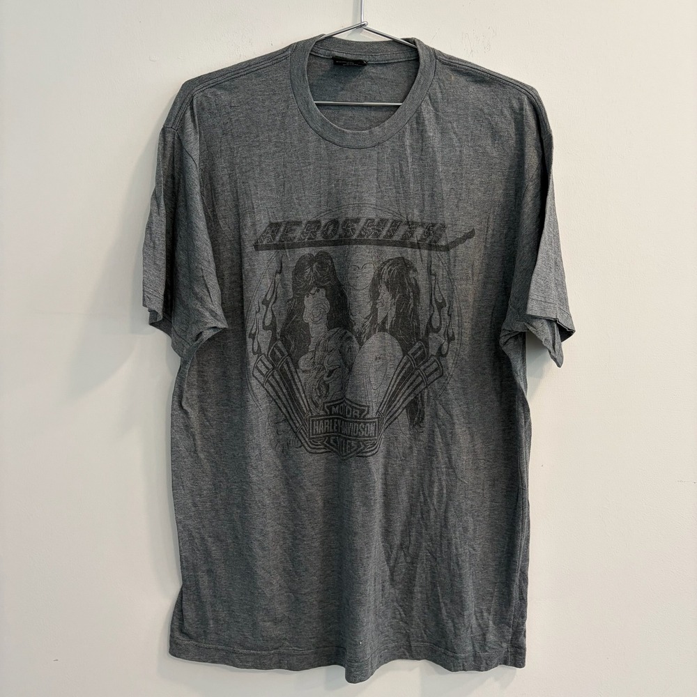 Harley-Davidson Aerosmith Graphic T-Shirt Mens Gray Rock Band Tee L